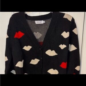 NWOT Miracle Brand  Lip Print Cardigan L